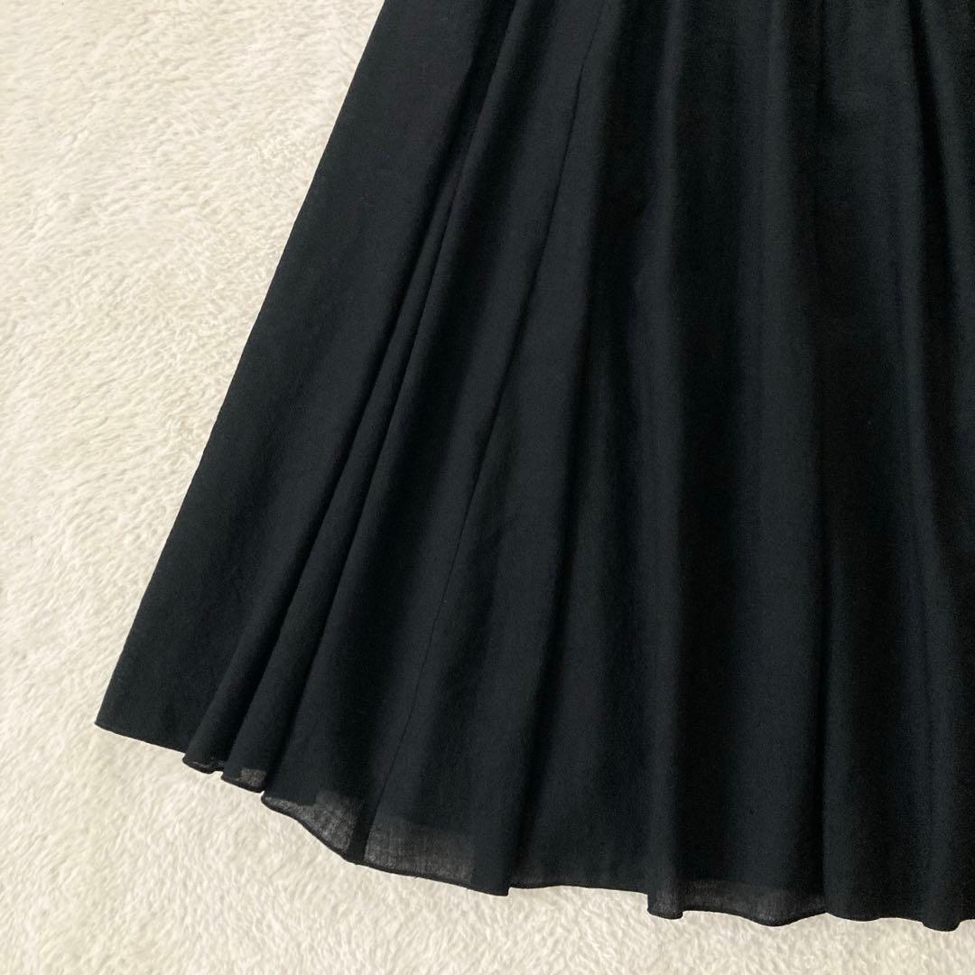 美品☆HUISハウス　ウォッシャブルウールスカート　遠州織物　ブラック