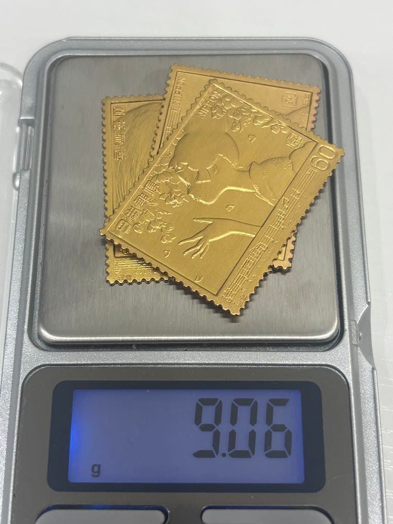 希少　松本徽章工業　純金　金属工芸品　9g 純金×純銅 切手　3枚セット　K24