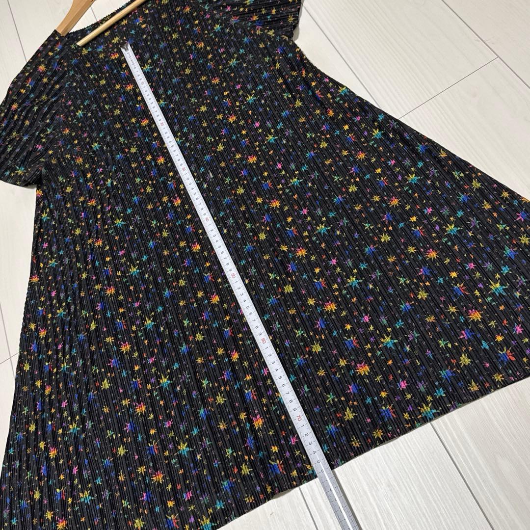 美品 PLEATS PLEASE 星柄 プリーツワンピース サイズ3 ブラック