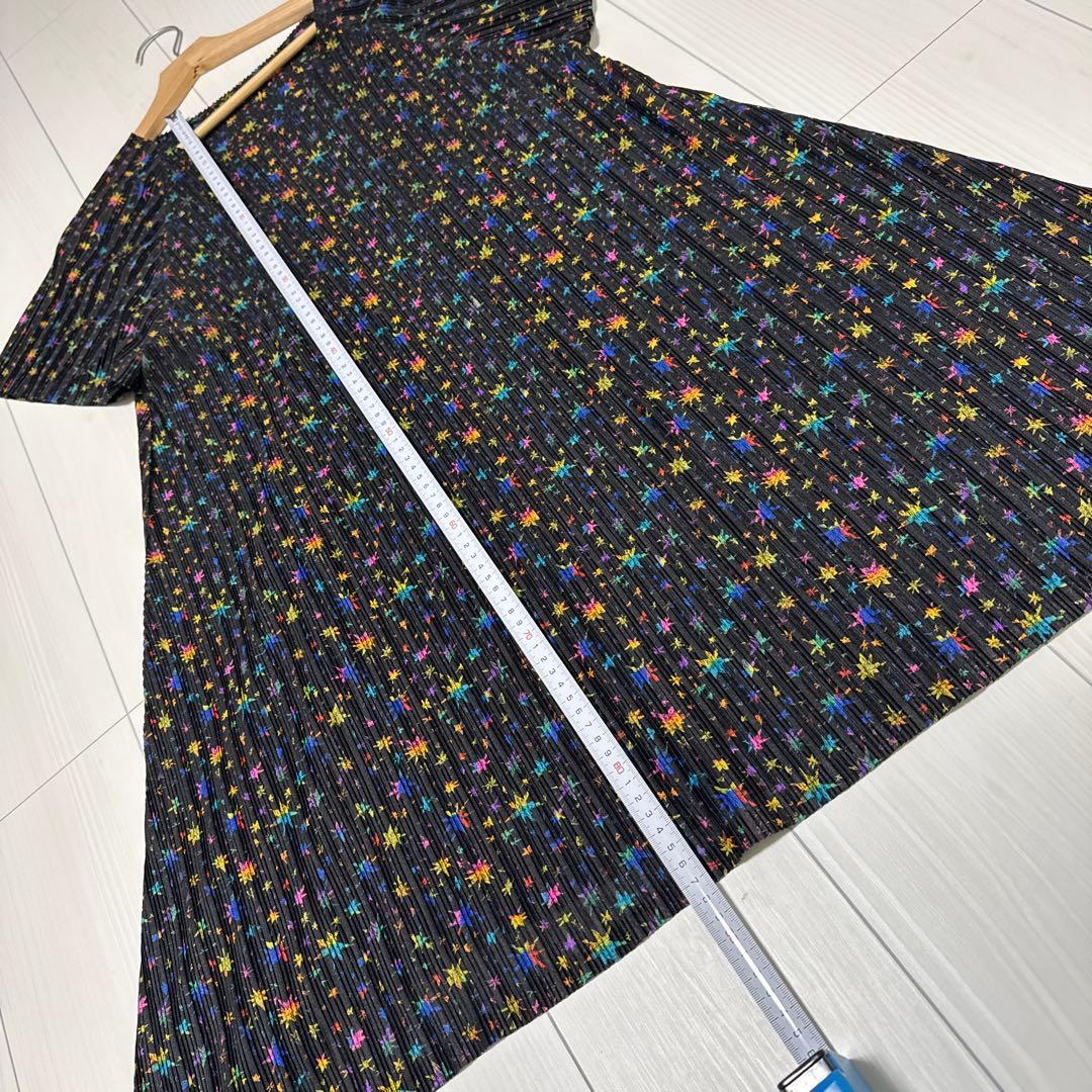 美品 PLEATS PLEASE 星柄 プリーツワンピース サイズ3 ブラック