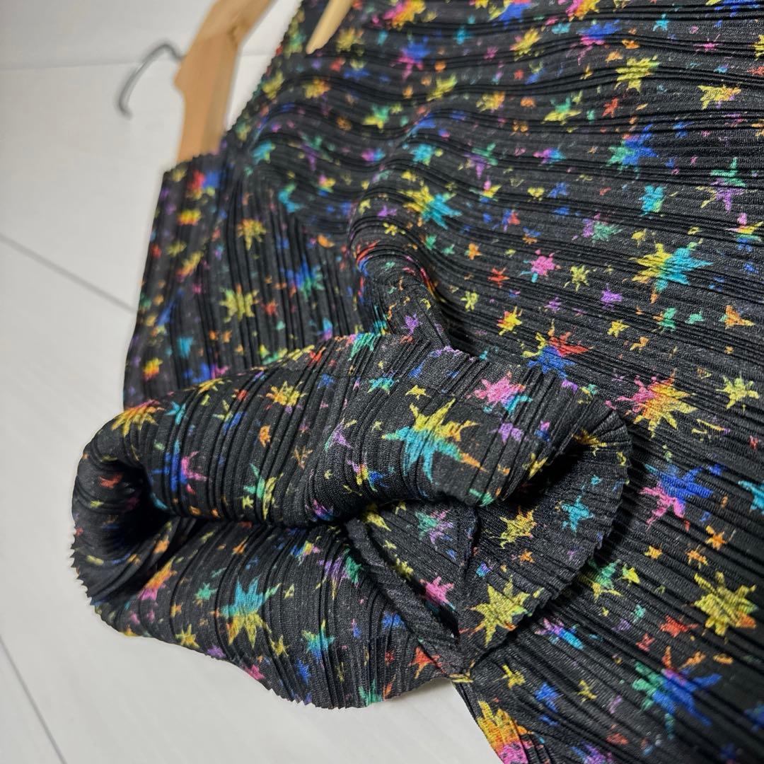 美品 PLEATS PLEASE 星柄 プリーツワンピース サイズ3 ブラック