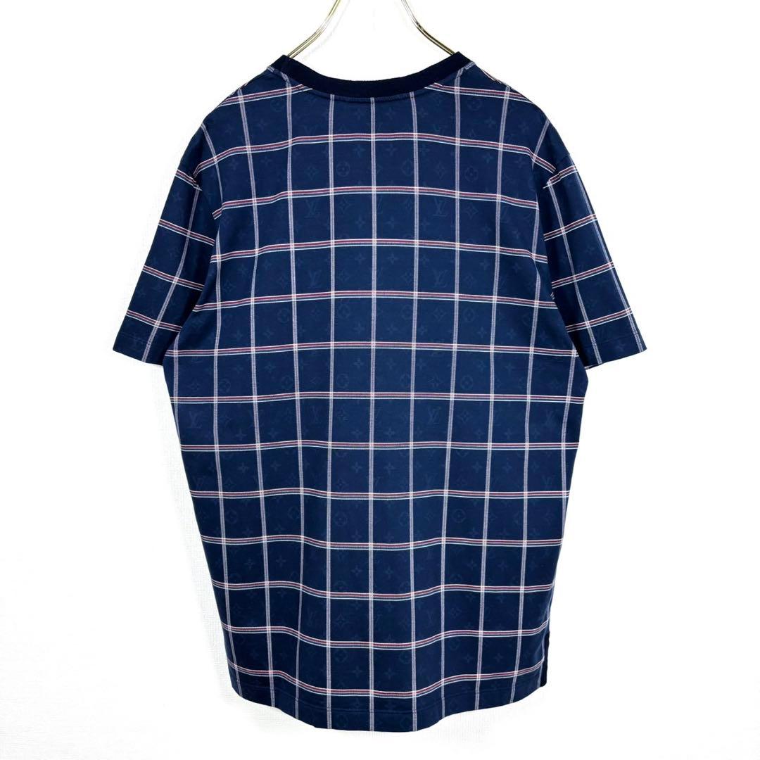 ひぃ 美品 LV ルイヴィトン モノグラムチェックTシャツ　\"ネイビー\"