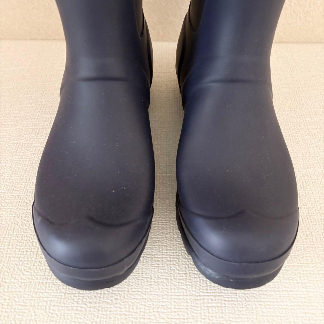 【美品】HUNTER ネイビー レインブーツ バックル付き 約24cm