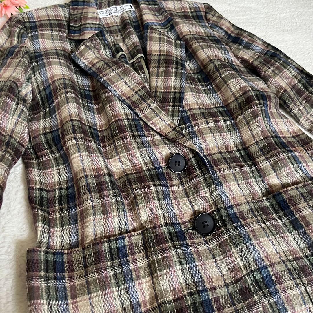 Yves Saint Laurent チェック柄 テーラードジャケット