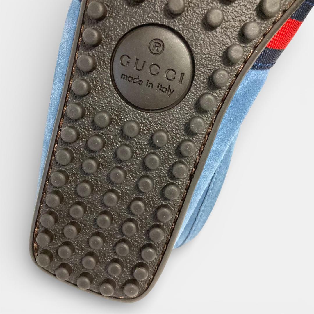 未使用 GUCCI グッチ ドライビングシューズ スエード ライトブルー