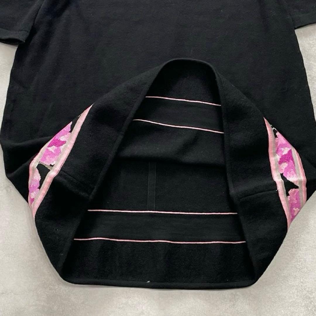 最高級✨レオナール ワンピース トリム柄 花 ウール シルク 黒 ピンク M