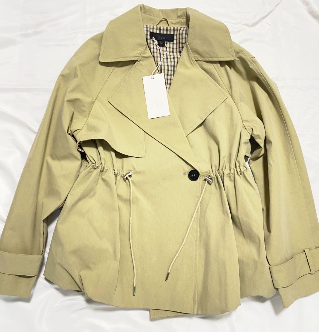 新品 ZARA 調節可能なウエスト ショートトレンチコート XS