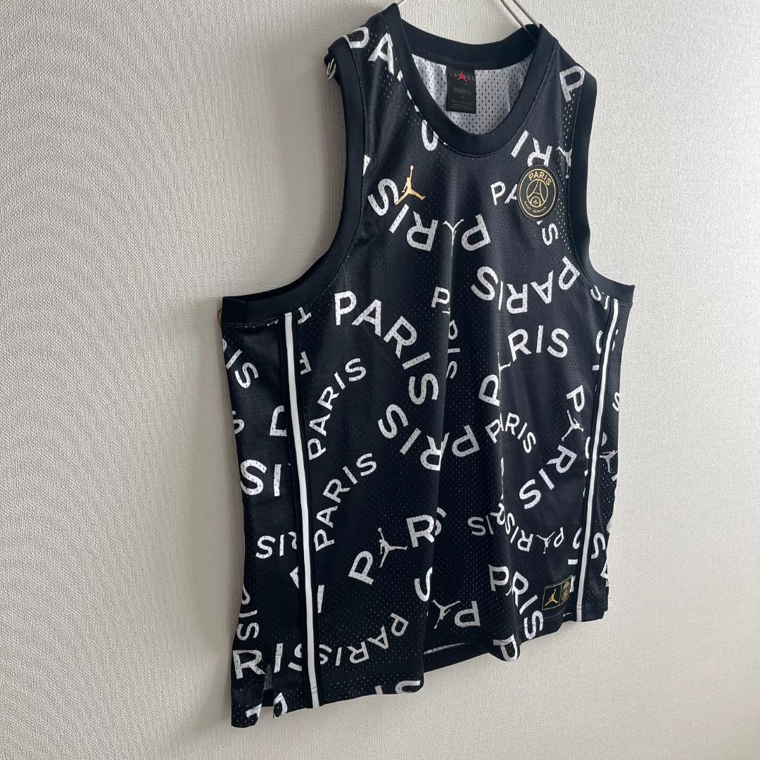 【極美品】ナイキ×パリサンジェルマン×ジョーダン/タンクトップ/総柄/XL/黒