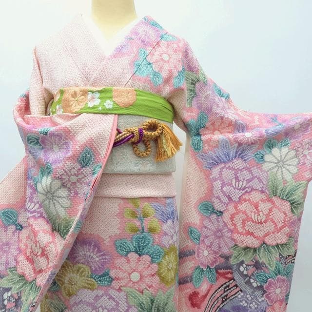 Y3902◇美品 正絹 総絞り 手縫い仕立て 成人式 振袖 着物