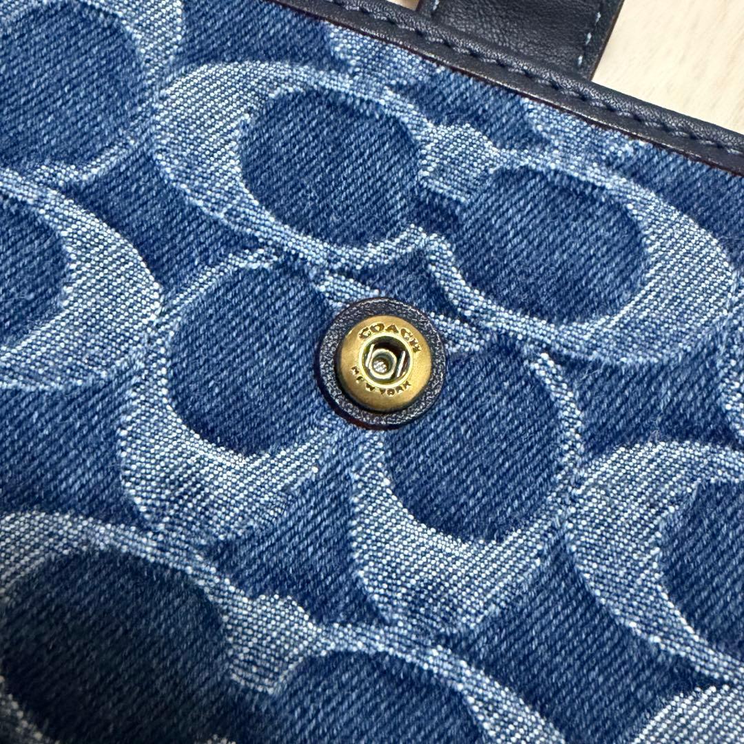 COACH タビー シグネチャー デニム 財布 ウォレット ケース 青