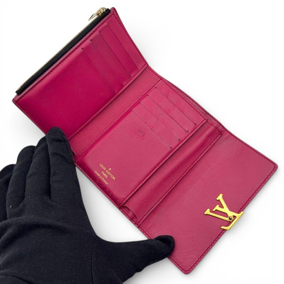 【美品】ルイヴィトン ポルトフォイユ カプシーヌ コンパクト ブラック 折り財布