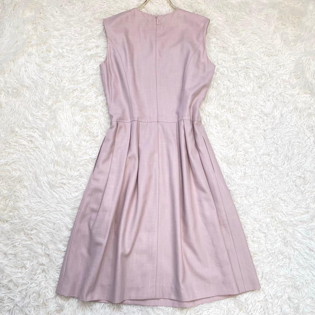 美品✨️ルネ ひざ丈ワンピース リボン ノースリーブ ピンク 38