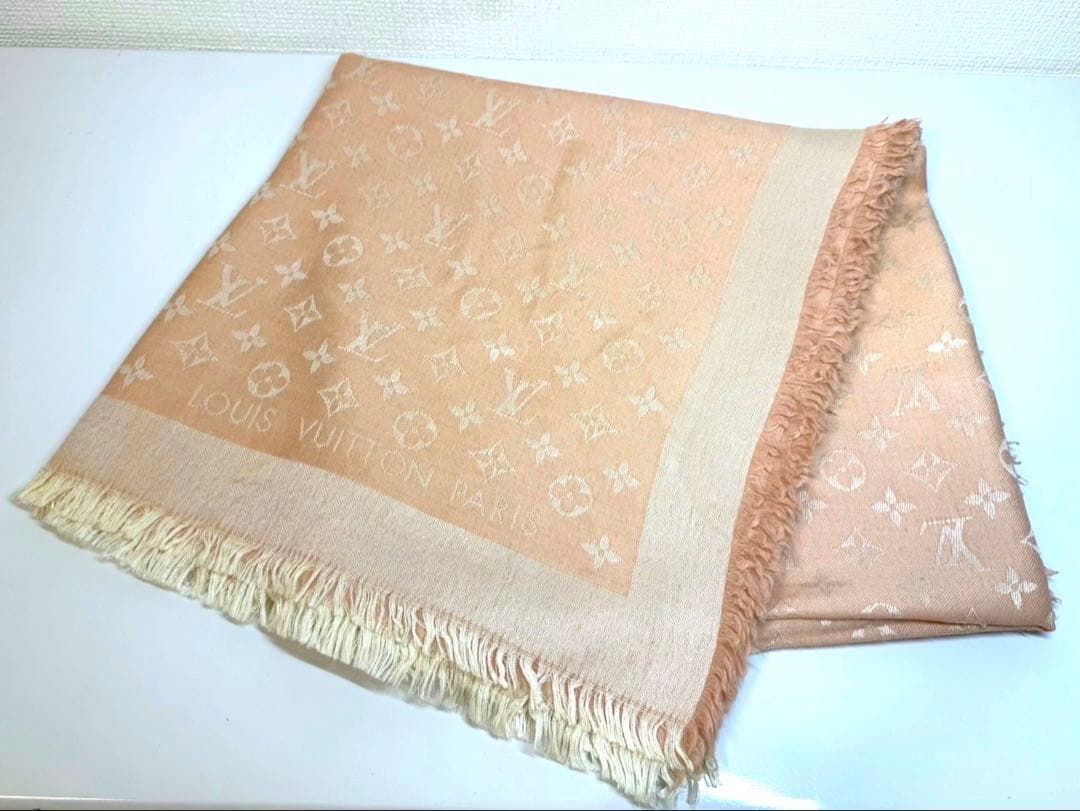LOUIS VUITTON モノグラム ショール ピンクベージュ