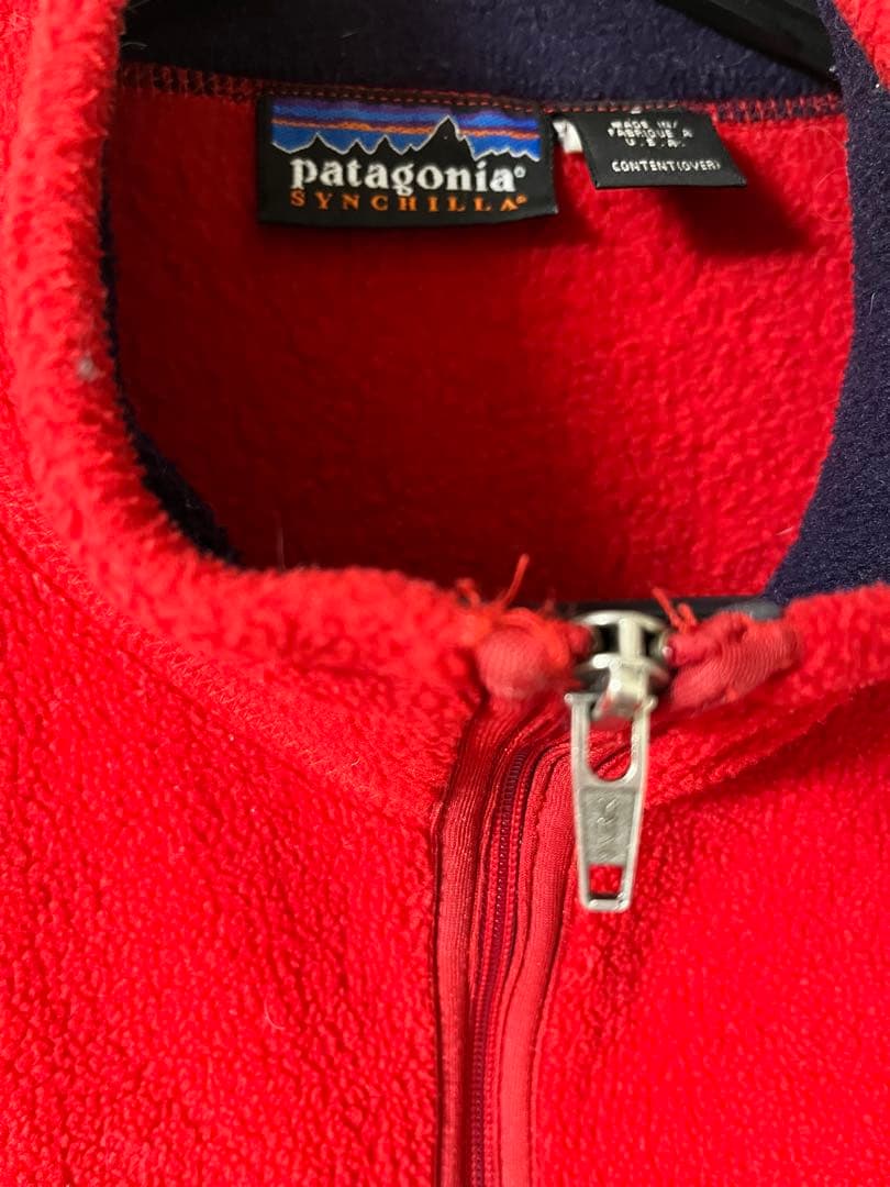 90s USA製 Lサイズpatagonia シンチラフリースベスト 赤