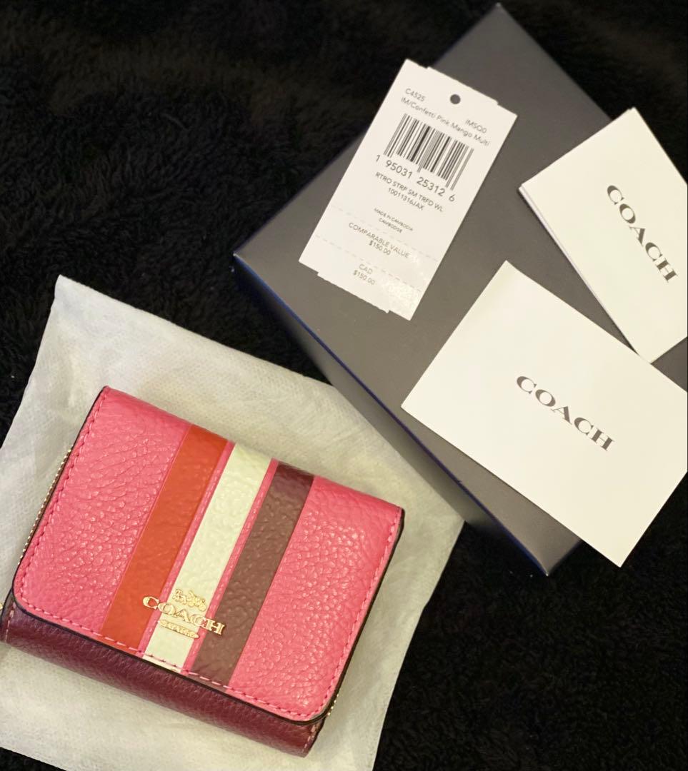 i*i様 COACH ストライプレザー三つ折り財布