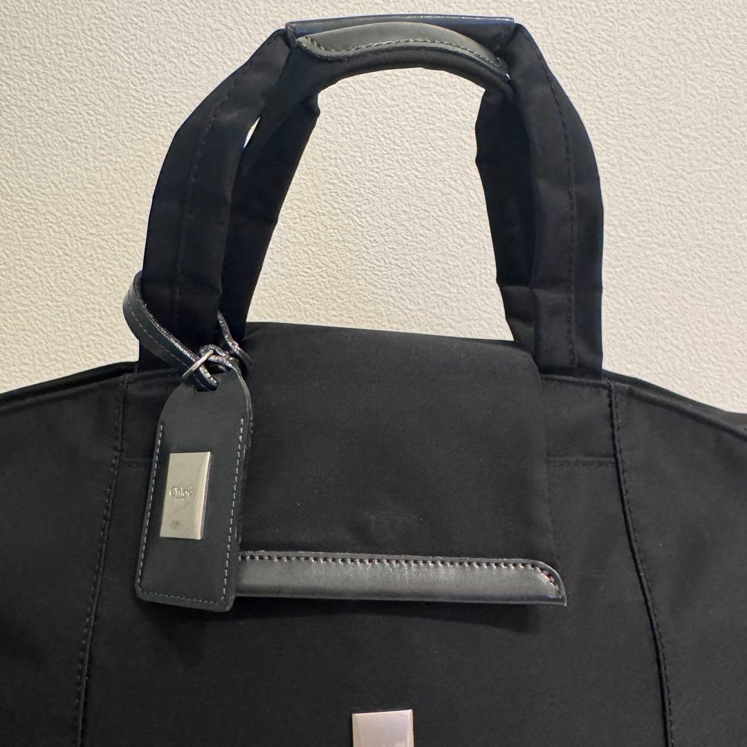 美品 Chloé クロエ ボストンバッグ ブラック ナイロン 軽量 大容量 旅行