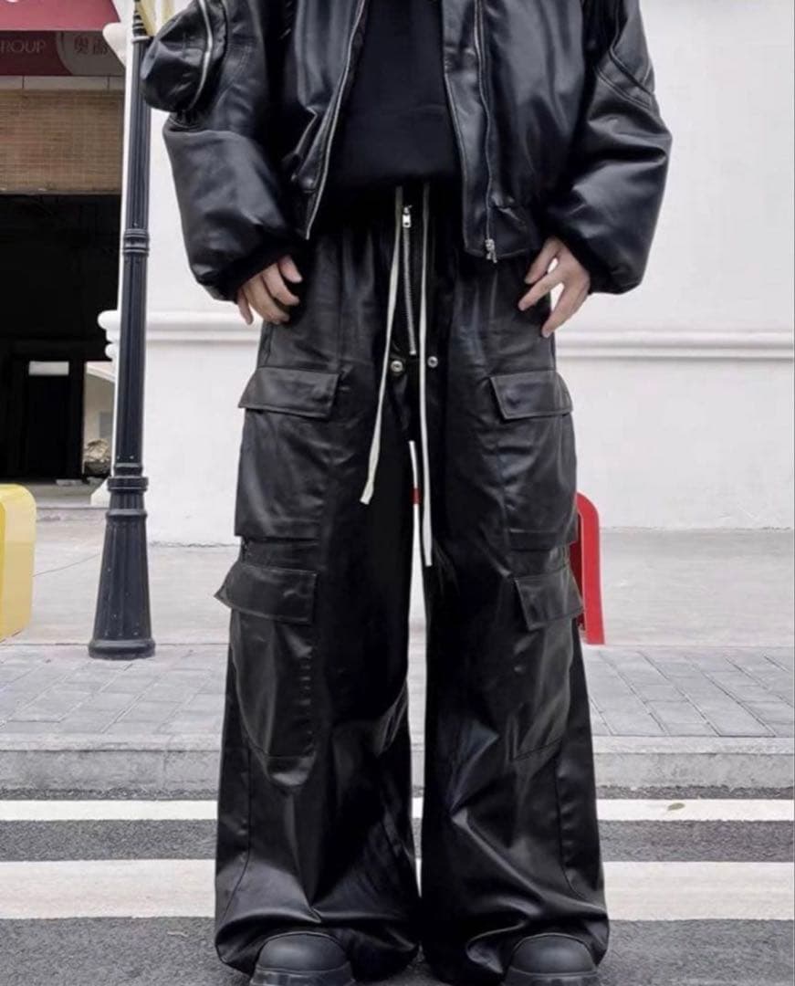 BLACKLISTS レザーワイドカーゴパンツ　Rick Owens