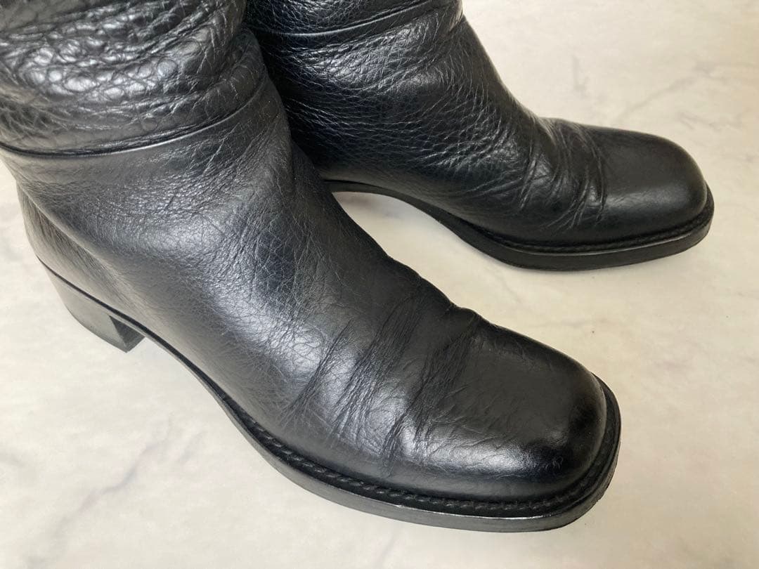 プラダ PRADA ロングブーツ ブラックレザー23.5cm