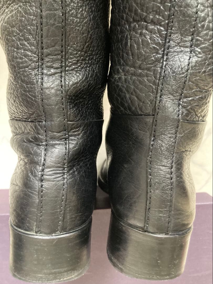 プラダ PRADA ロングブーツ ブラックレザー23.5cm