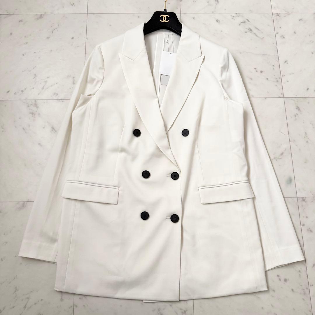 新品❤️XL icb ウールストレッチツイル ダブル前ジャケット　ホワイト　42