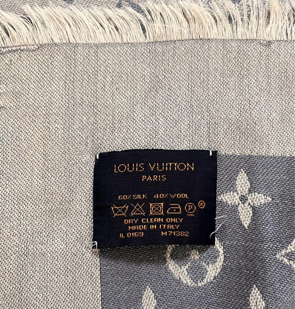 ルイヴィトン モノグラム　総柄　ショール　 大判ストール　LV 極美品　ブルー系