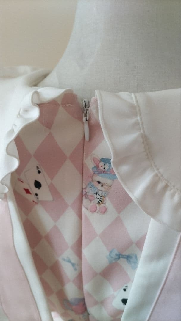 No.2874_海外ロリィタ_未使用ピンクエプロン付き半袖ワンピース3点セット