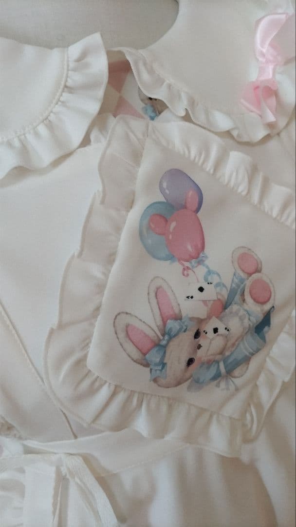 No.2874_海外ロリィタ_未使用ピンクエプロン付き半袖ワンピース3点セット
