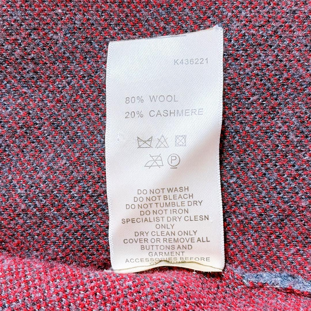 バーバリー　ニットベスト　メガチェック　カシミヤ混　ウール　ロゴボタン XL