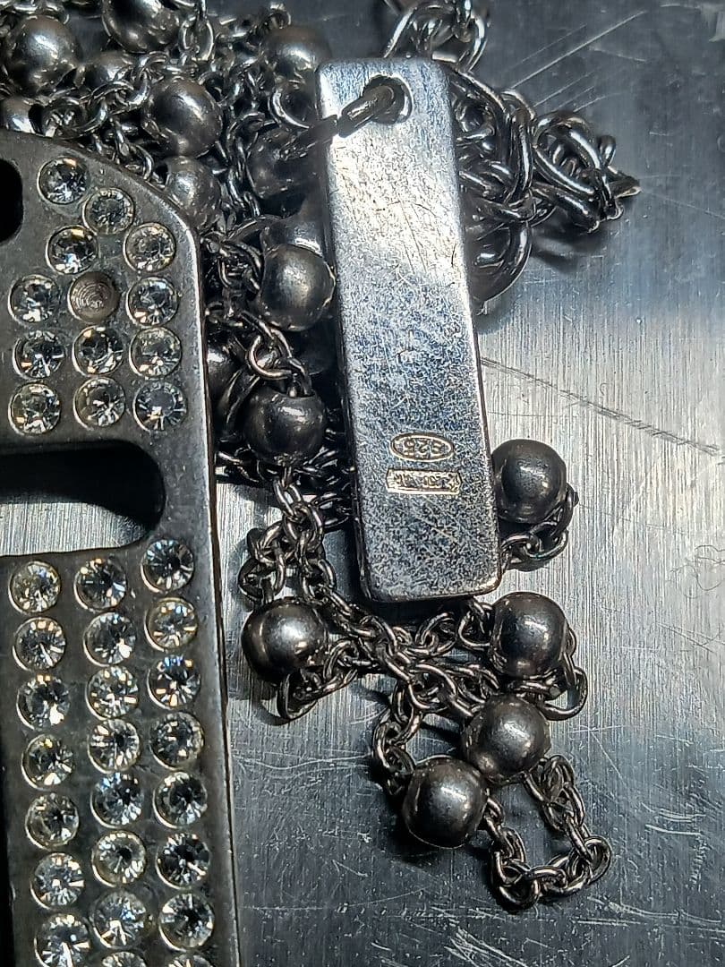 DOLCE&GABBANAスワロクロスシルバーネックレス　925刻印