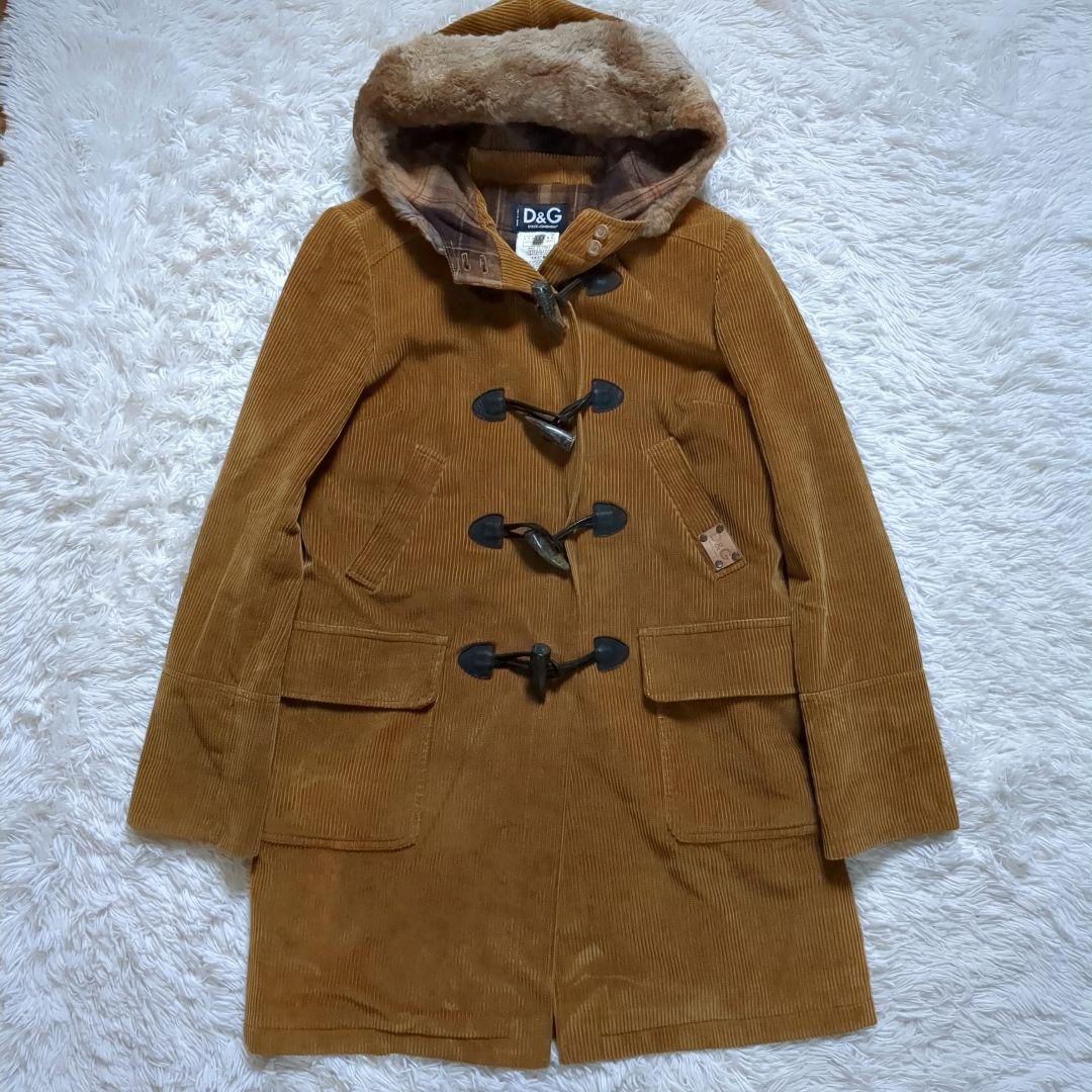 DOLCE&GABBANA ダッフルコート ファー付フード コーデュロイ Y2K