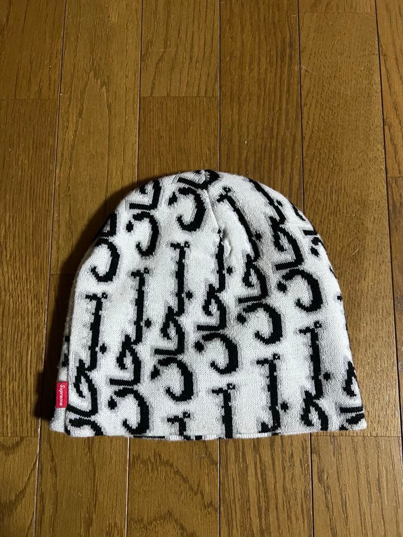 帽子 supreme arabic jacquard beanie white