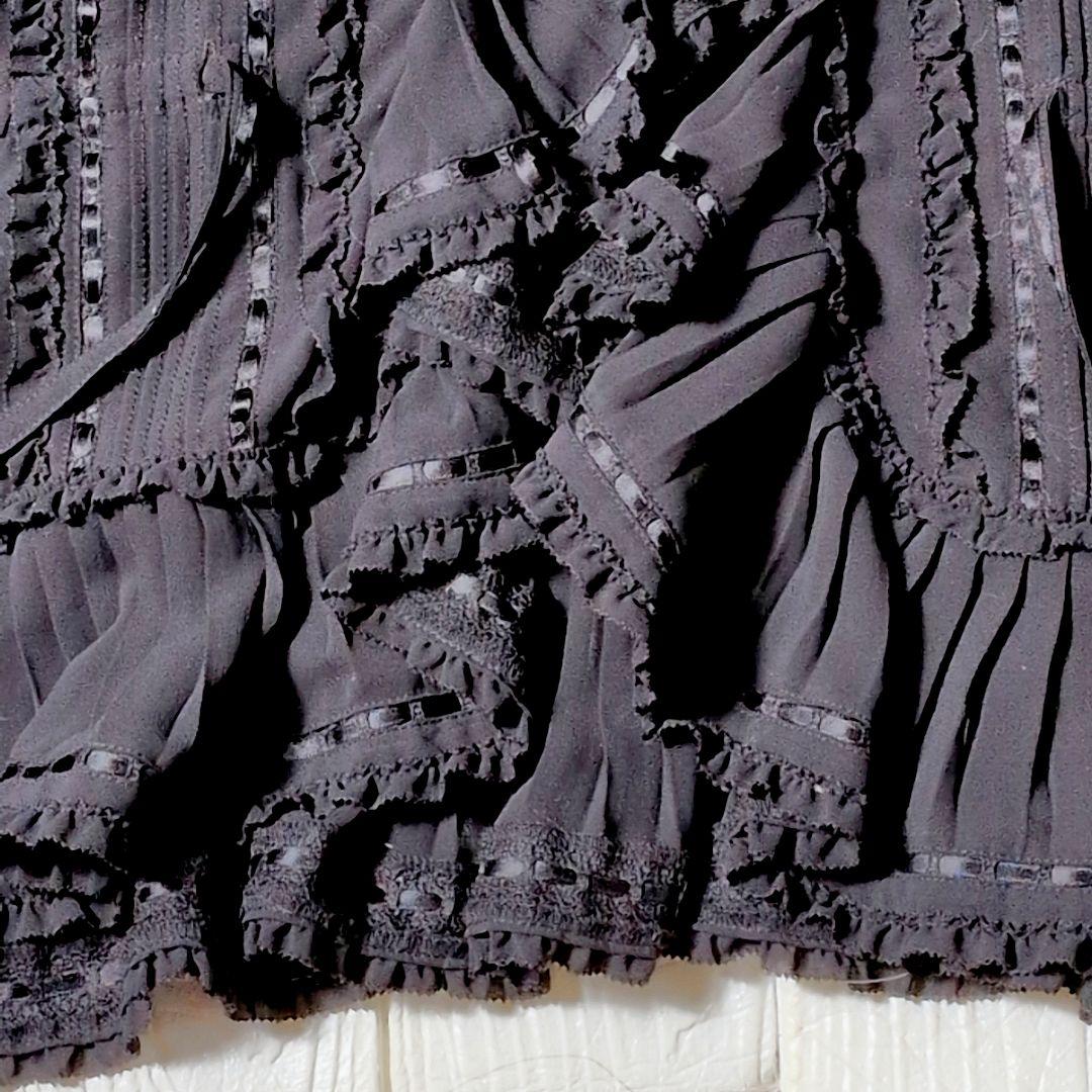 美品✨インゲボルグ ピンクハウス ピコフリル レース ポレロ カーディガン 黒