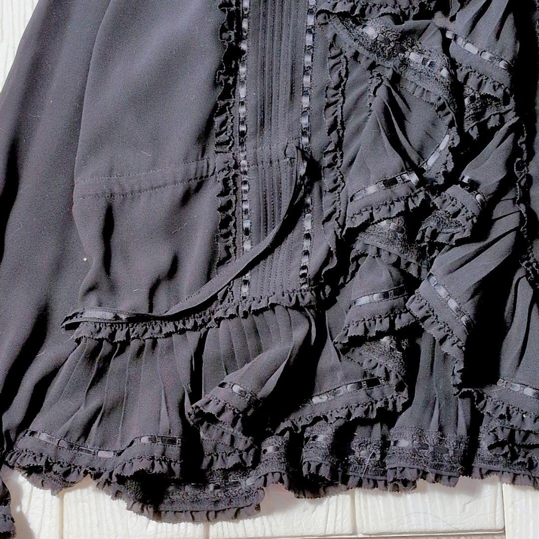 美品✨インゲボルグ ピンクハウス ピコフリル レース ポレロ カーディガン 黒
