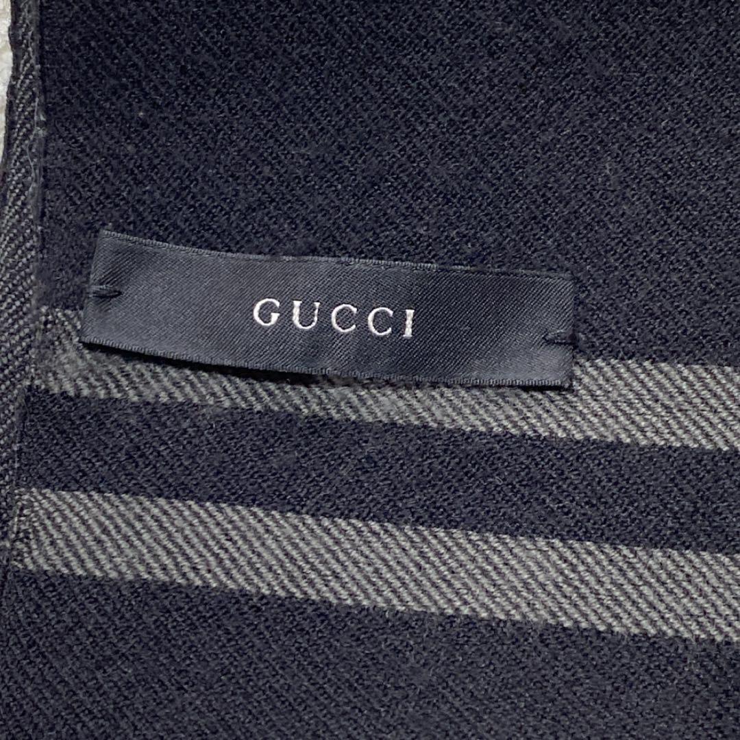 GUCCI グッチ ストール ショール マフラーブラックGG柄　イタリア製