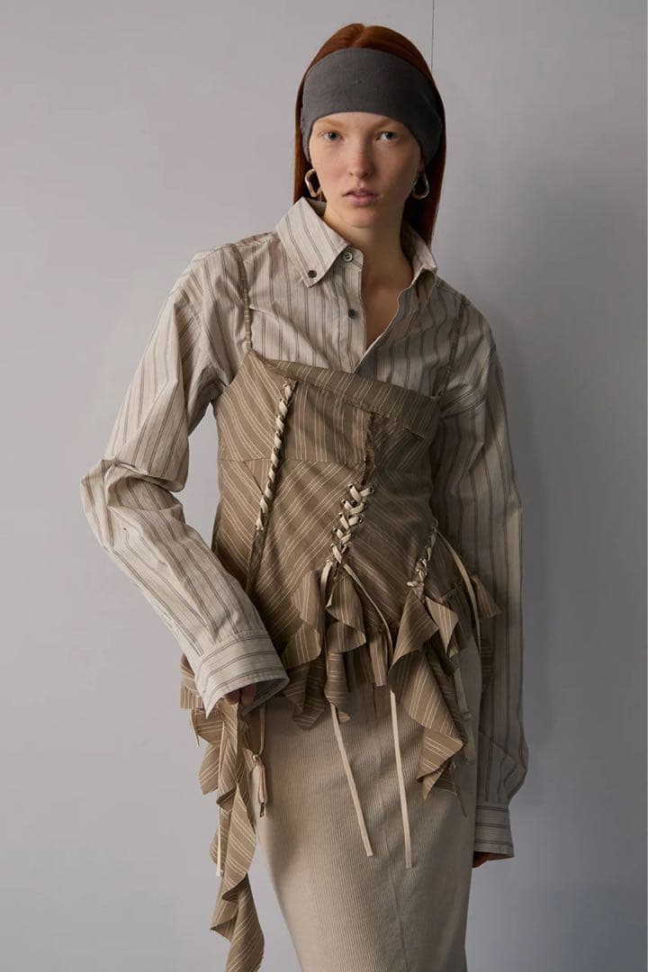 トップス Prank Project Ruffle Lace-Up Stripe Top