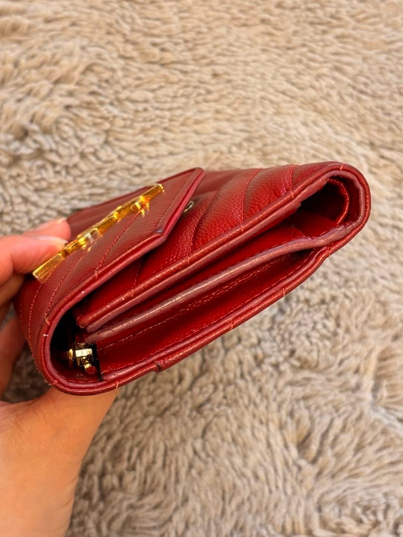 YSL イブサンローラン　レッド　三つ折り財布