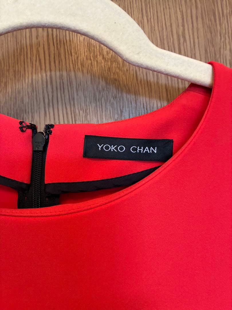 美品YOKO CHAN ノースリーブ フリル Aラインワンピース オレンジ系36