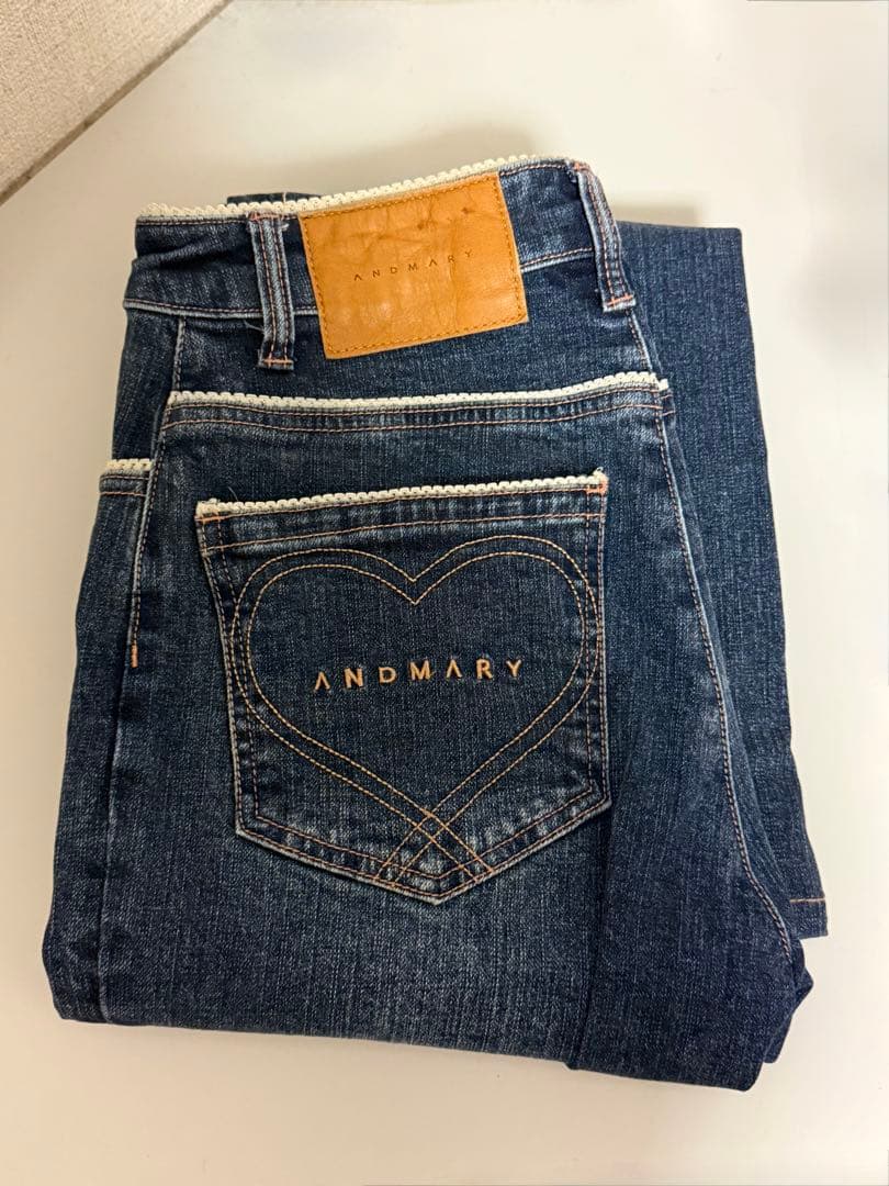 パンツ andmary heart stitch denim S