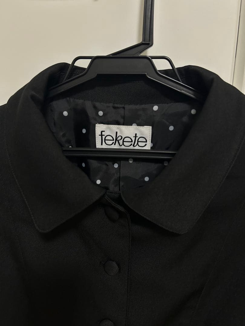 fekete ラウンドカラージャケット 黒 ドット ジャケット