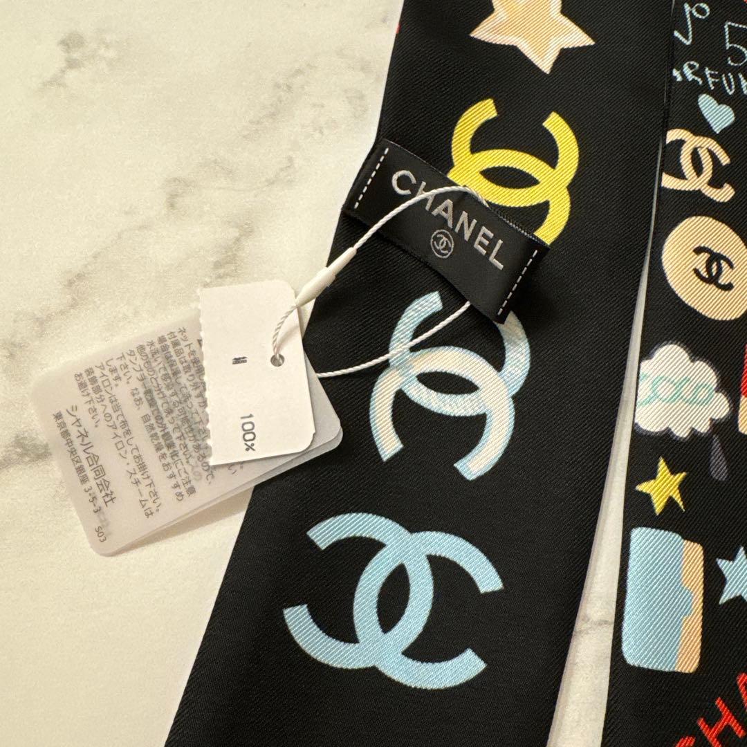 新品 タグ付き CHANEL シャネル スカーフ ヘアバンド シルク ツイル