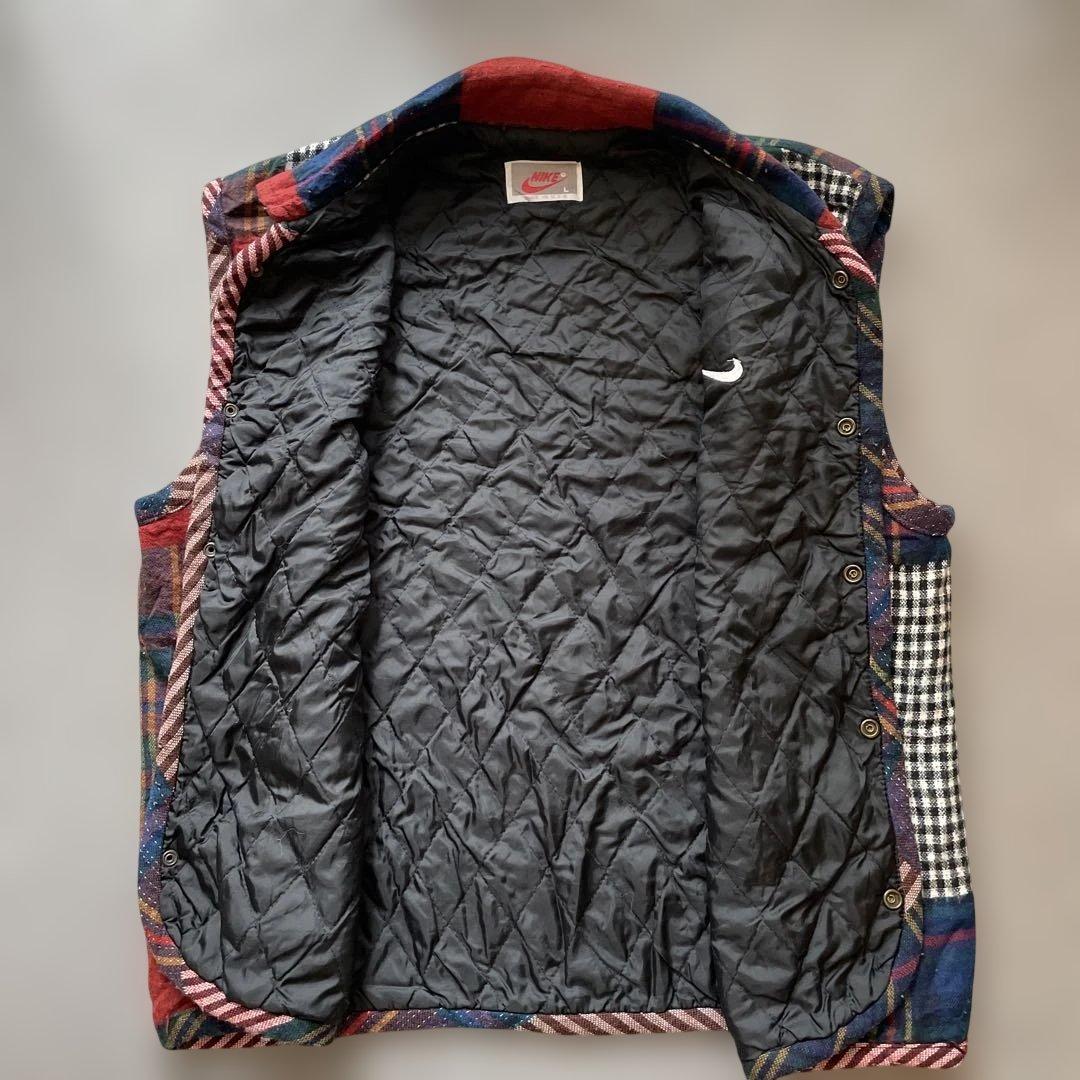 ​【激レア・USA製】80s NIKE 銀タグ パッチワーク ネルベスト L
