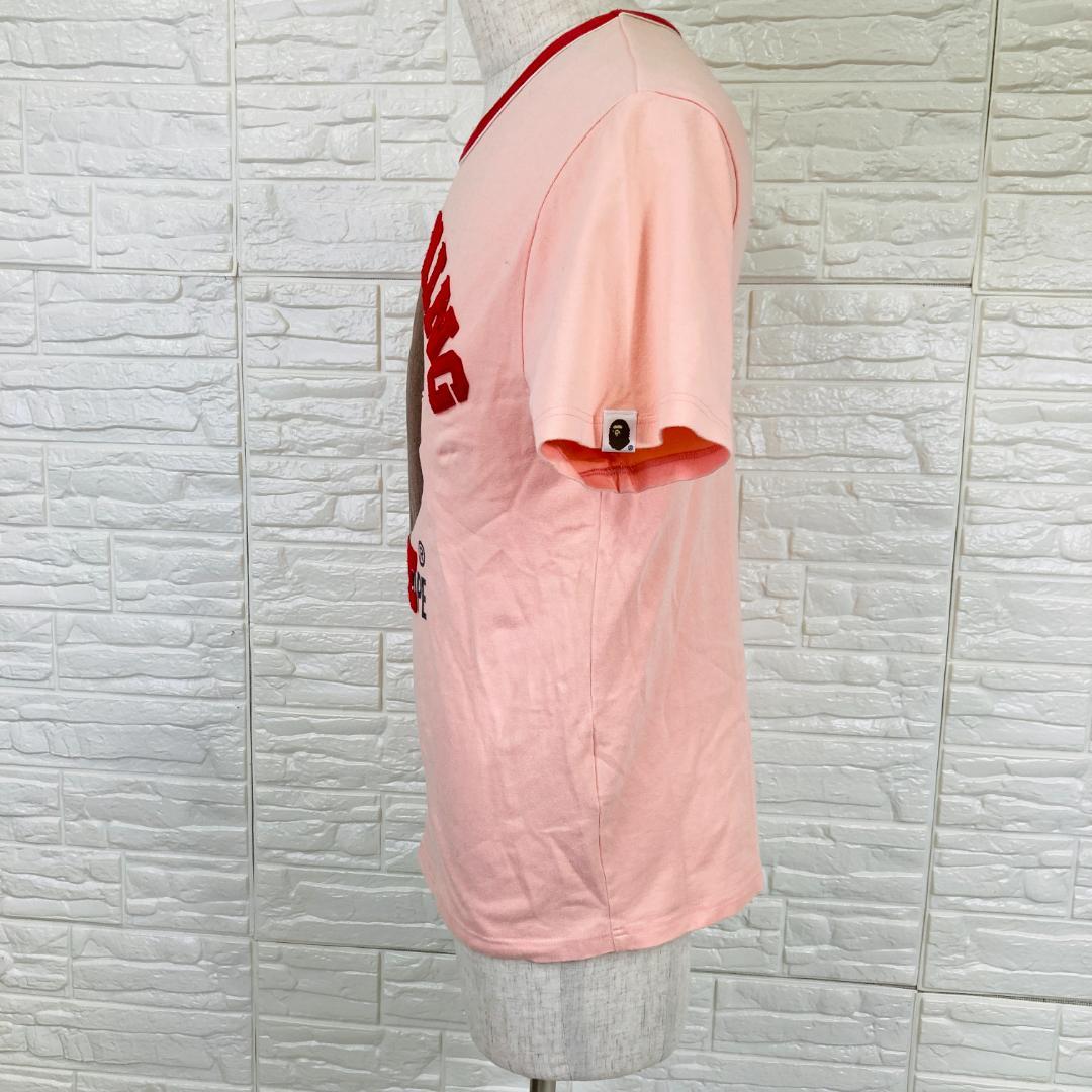 アベイシングエイプ M Tシャツ エイプヘッド ビッグロゴ ピンク[6420]