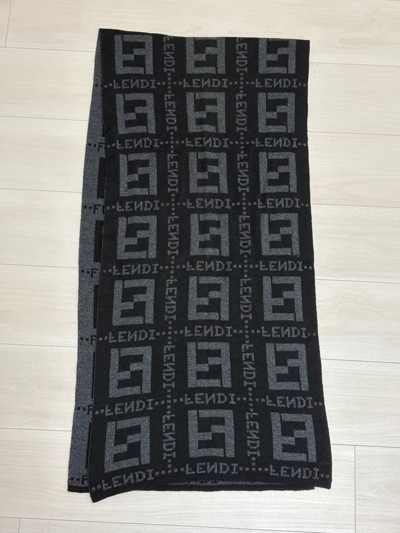 【里奈】FENDI フェンディ ズッカ柄 ストール マフラー リバーシブル
