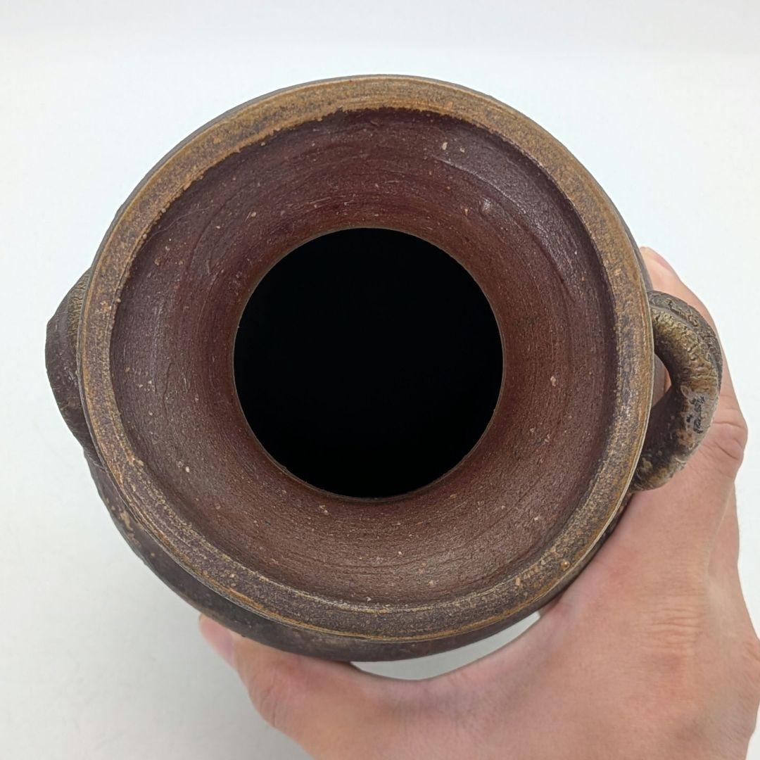 伝統工芸士 初代原田陶月 備前焼 耳付花入 花器 フラワーベース 花瓶 花生