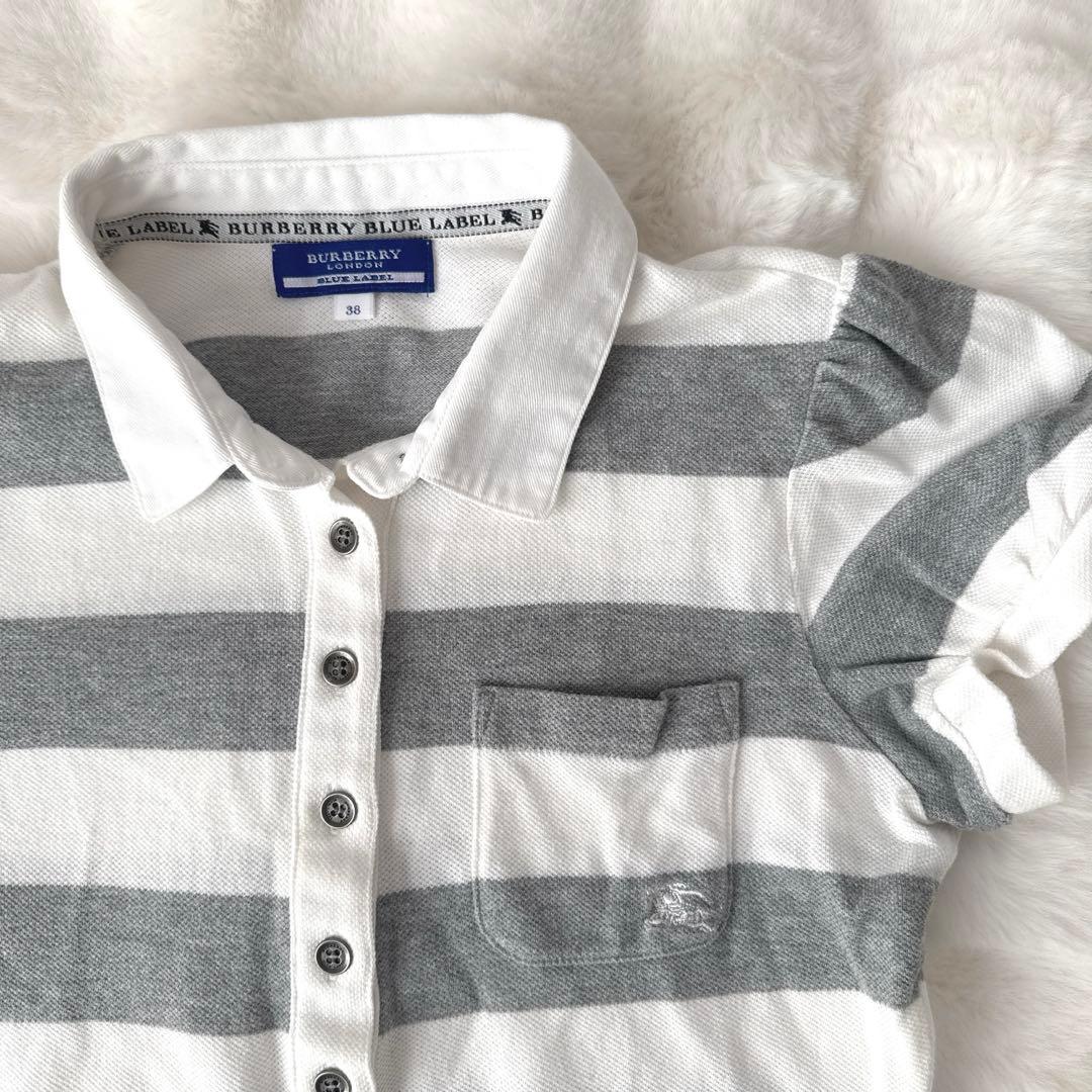 美品　BURBERRY BLUE LABEL 半袖ポロシャツ ボーダー　38