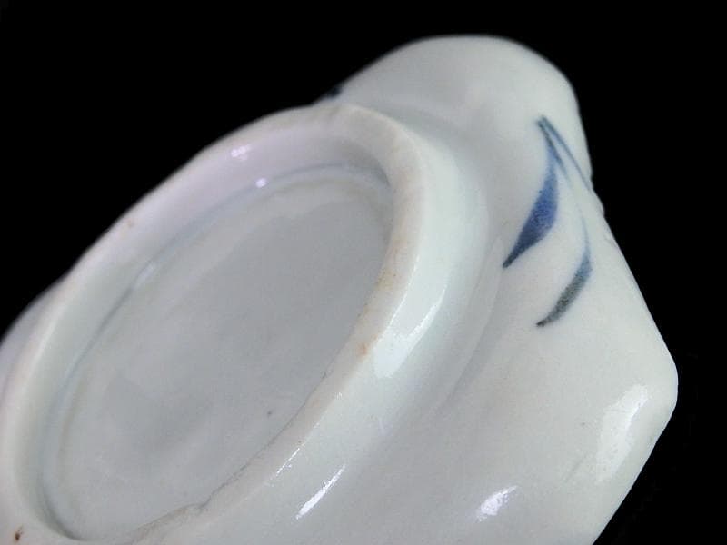 古伊万里　染付　壽の図　縁高四方皿　豆皿　E586AS-CRa