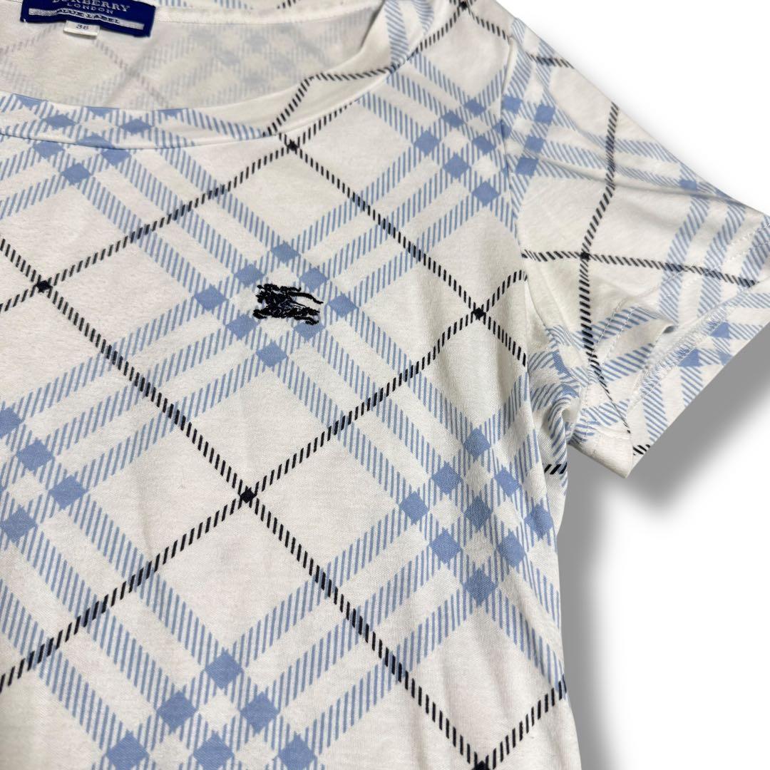 バーバリーブルーレーベル カットソー 半袖 Tシャツ 38 M ブルー 青
