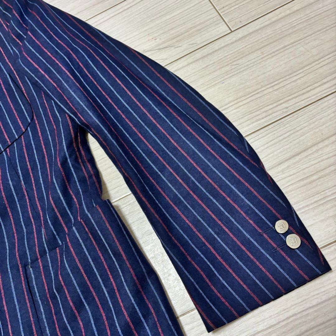 美品 ドレステリア カシミヤ混 銀ボタン モッズ マルチストライプ ジャケット