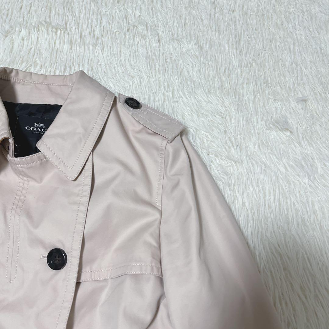 COACH トレンチコート　総柄　薄ピンク