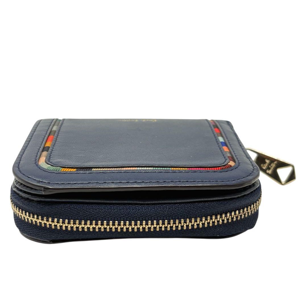 美品！Paul Smith マルチカラー レザー 二つ折り財布 ジップウォレット